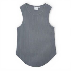 Moussy Grey Ribbed Asymmetrical Crew Neck Muscle Tee Tank Top medium